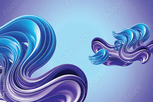 Blue Abstract Wave Pattern Background with Fluid Curves and Ocean-Inspired Design