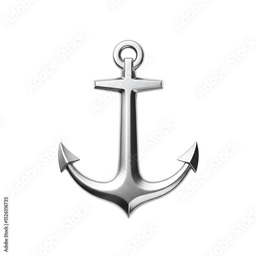 A gleaming silver anchor, isolated on transparent background, stands ready for the open sea