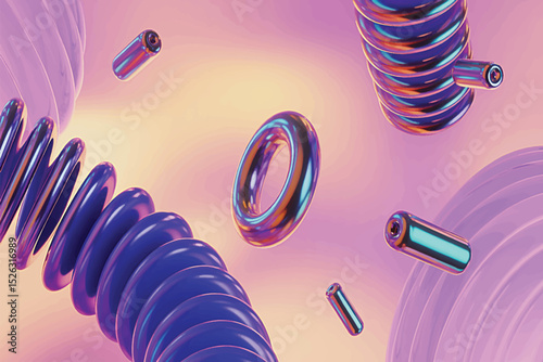 3D render of a pink spiral notebook with a twisted metallic coil design