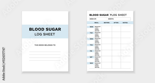 Form for tracking blood sugar levels before and after meals. ideal for diabetes management.
