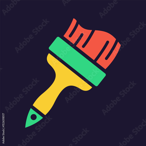 Paint brush icon. Construction tool. Color vector instrument illustration