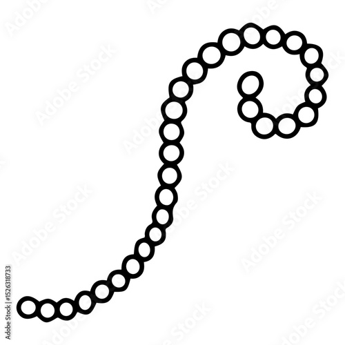 String of beads. Hand drawn doodle vector. Round bead. Festive neck accessory. Carnival swirled decoration. Illustration line art element.