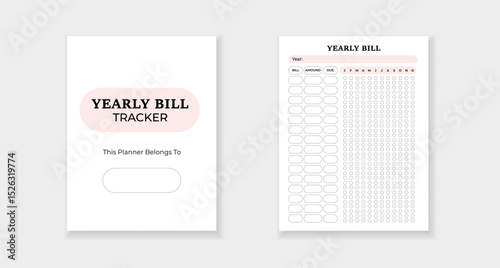 Form designed for tracking yearly bills efficiently. minimal and clear template for easy use.