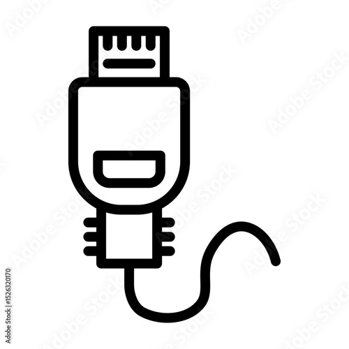 Ethernet Port Vector Line Icon Design
