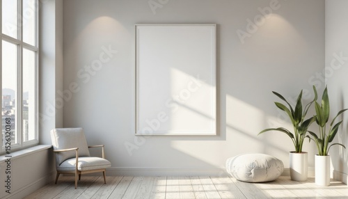 Modern Minimalist White Interior Design With Sunlight