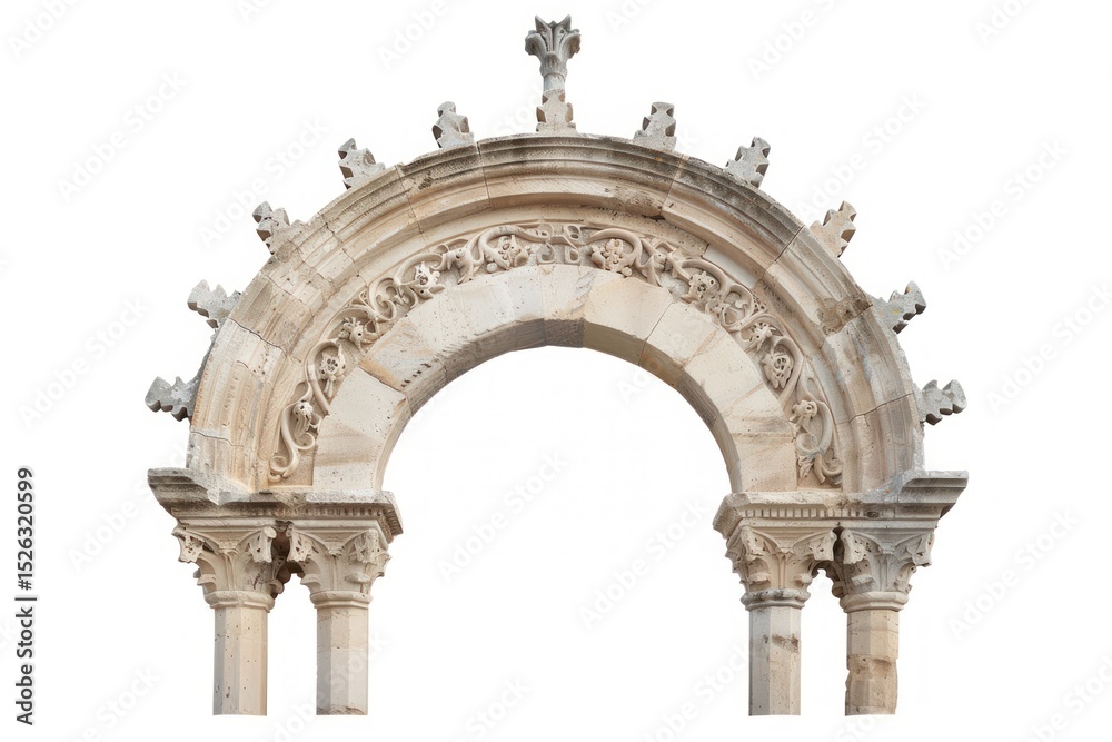 Fototapeta premium Moorish arch architecture building white background.