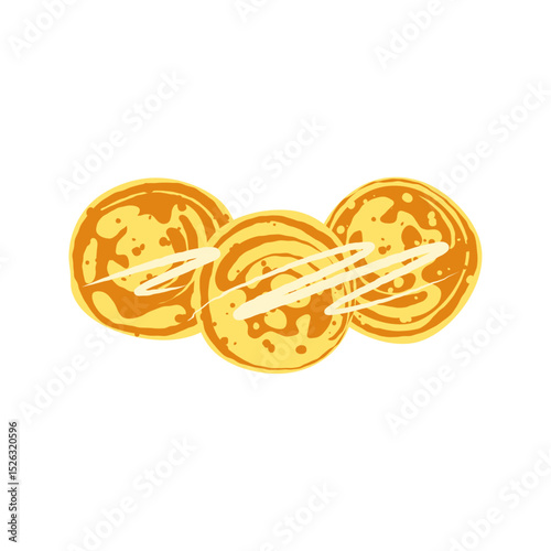 Fluffy pancakes with condensed milk. Vector illustration.