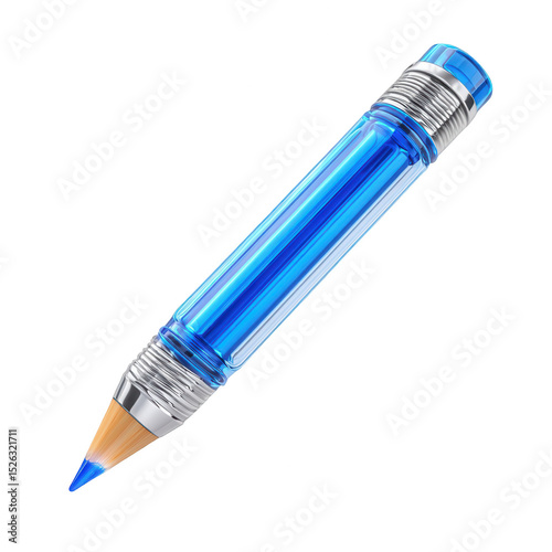 Blue Glass Pencil Design Creativity Art Tool,, isolated on transparent background, perfect cutout, PNG