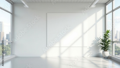 Modern Minimalist Office Interior With City View