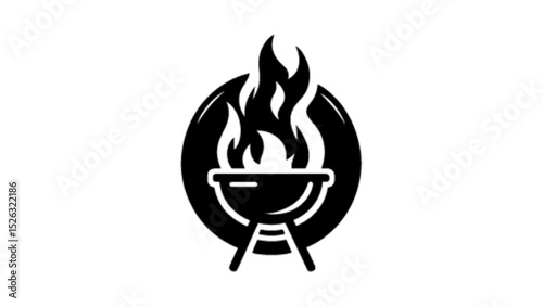 BBQ, fire, flame, icon, vector, illustration, burn, sign, hot, symbol, burning, heat, logo, design, red, bonfire, torch, decoration, danger, Logo vector 