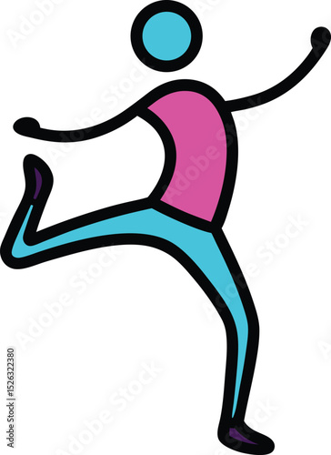 aerobics pose doodle style on white background