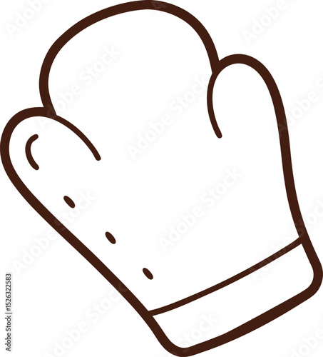 baking mitt doodle style line art.