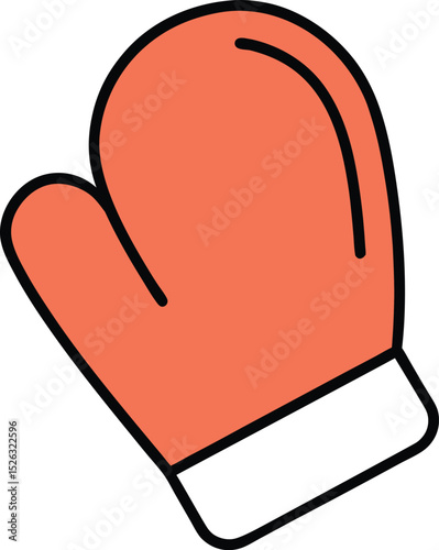 baking mitt doodle style on white background