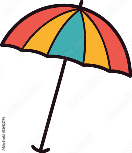 beach umbrella doodle style vector art illustration.