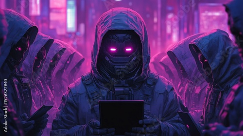 Futuristic Cyber Ninja Digital Art Illustration