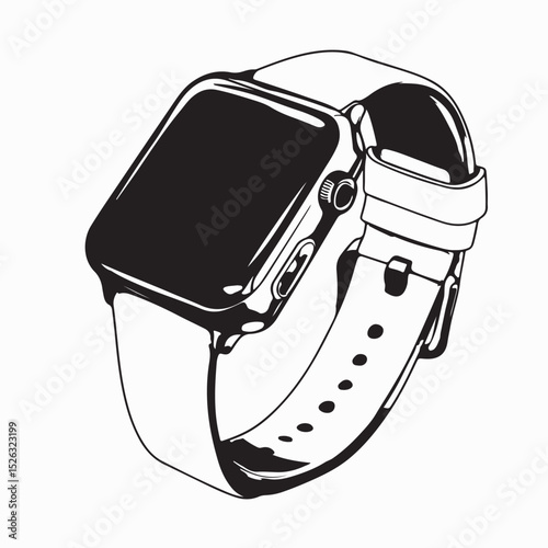Smart watch wearable blank screen image vector isolated on white background.