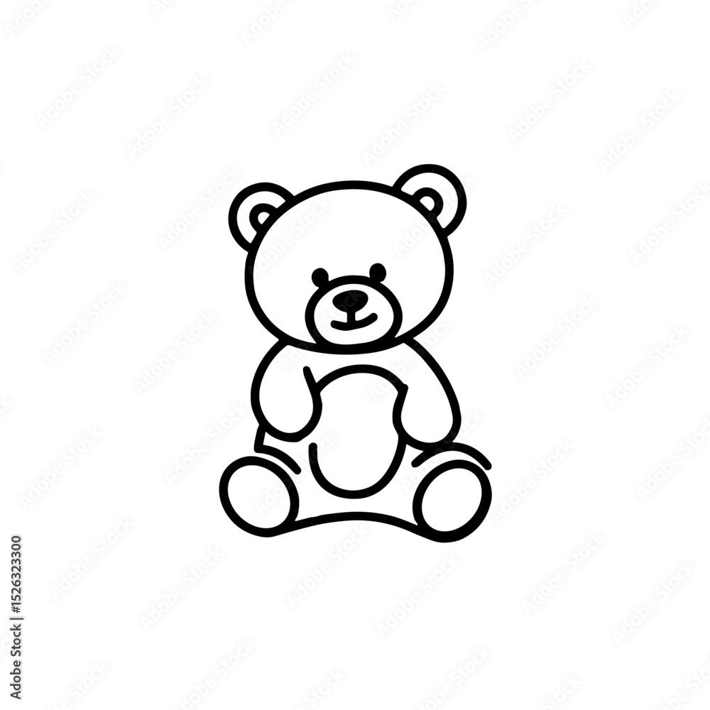 Fototapeta premium Teddy bear icon in simple black line illustration