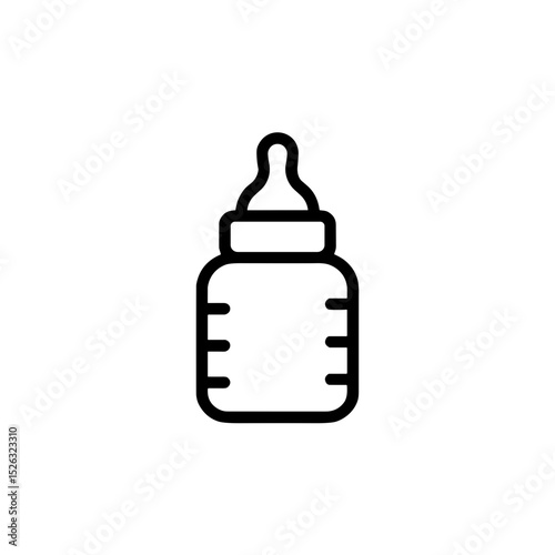 Baby bottle icon in simple black line style