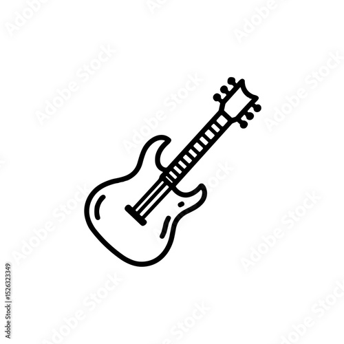 Electric guitar icon in simple black line illustration