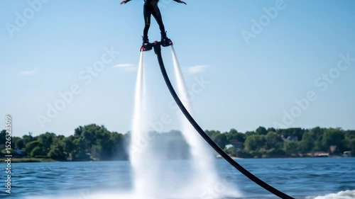 Flyboarding Over Water: An Exciting Water Sport Experience on a Sunny Day