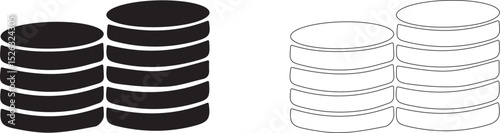 Two stacks of coins. Vector editable template.