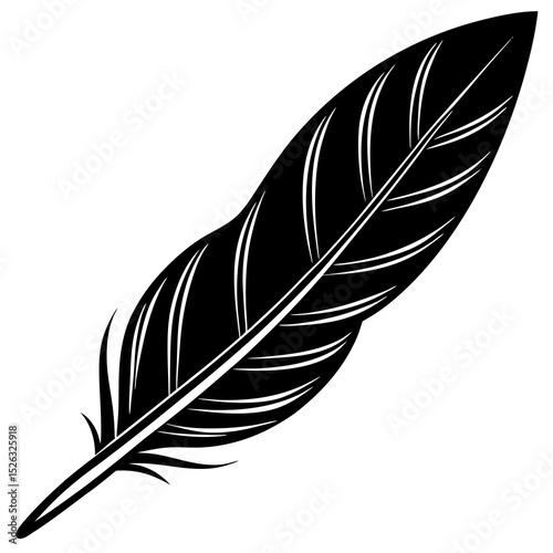 Black Feather Silhouette Vector Design for Art and Decoration