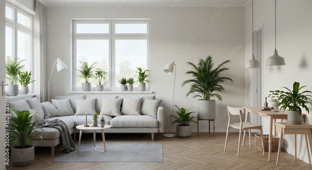 Fototapeta premium Modern Minimalist Living Room Interior Design