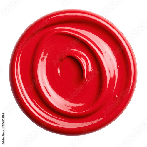 A smooth swirl of glossy red paint with a shiny, vibrant finish.