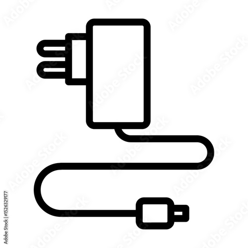 Power Adapter Vector Line Icon Design