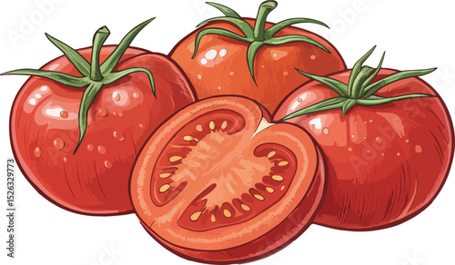 Red Tomato in white background vector design, Tomato vector design