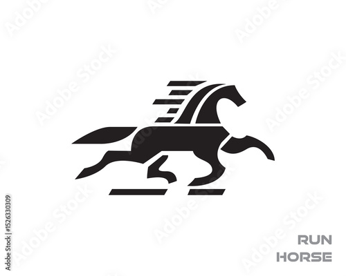 abstract elegant running horse logo design template illustration inspiration