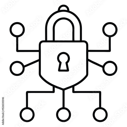 lock and key line art icon, web security vector, mobile security icon