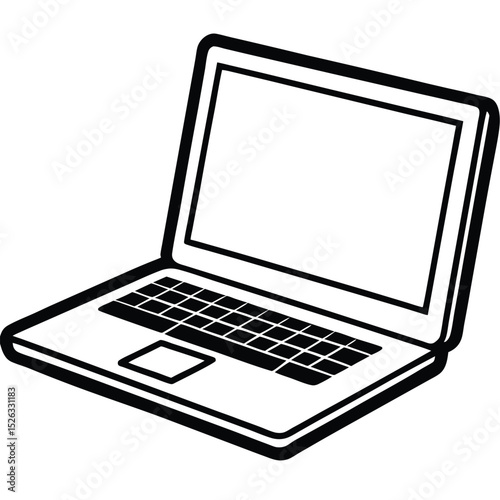laptop isolated on white background line art vector 
