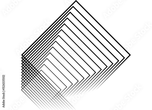 Vector pattern. Abstract rectangular shapes, made of thin black lines on a white background. Modern design element. Vector geometric background for covers, advertising, posters.