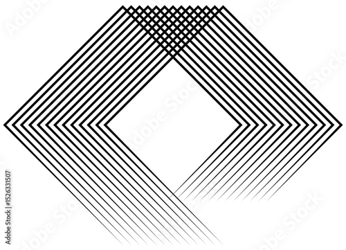 Striped Vector Pattern. Abstract rectangular shapes, made of thin black lines on a white background. Modern design element. Vector geometric background for covers, advertising, posters.