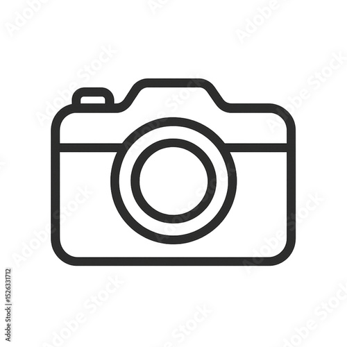 Simple black camera outline on white background  