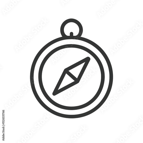 Simple outline compass icon with arrow for navigation and travel  