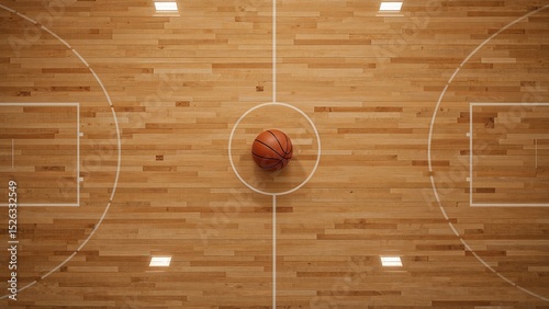 Basketball court with ball