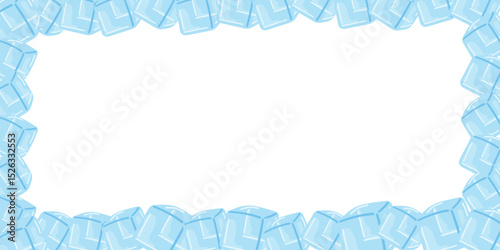 Rectangular frame made of ice. Ice cubes vector illustration, eps 10