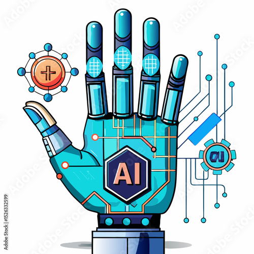 "AI and Automation Hand Vector – Futuristic Concept with Digital Connectivity"

