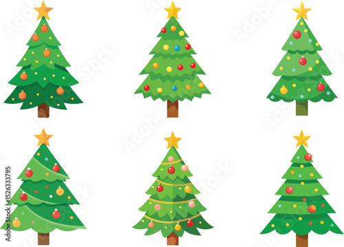 Festive Christmas Tree Icons A Set of Scalable Graphic Designs Perfect for Holiday Branding and Festive Projects