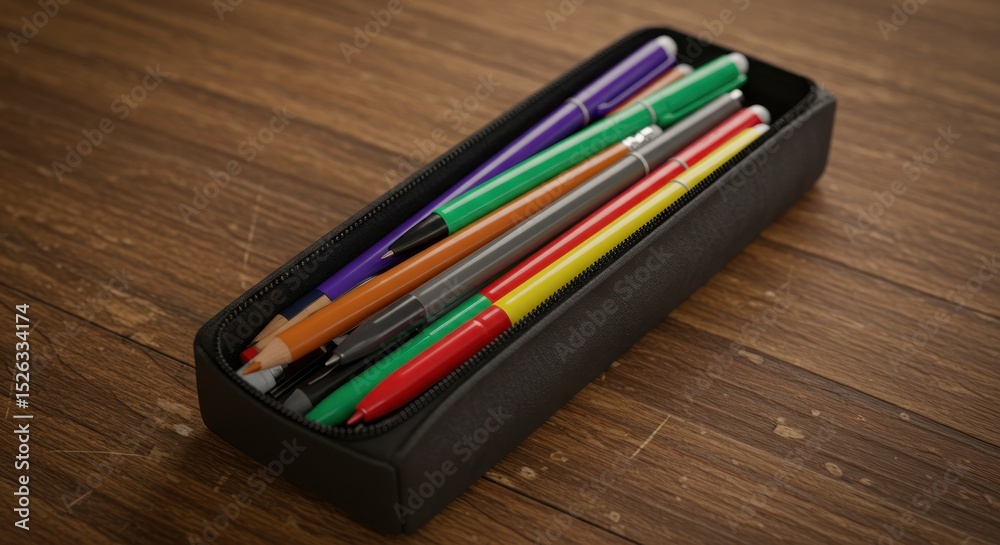 Fototapeta premium Colorful markers in case