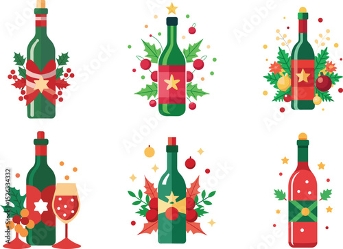 Festive Wine Bottle Designs Perfect for Holiday Branding Logos and Seasonal Decorations