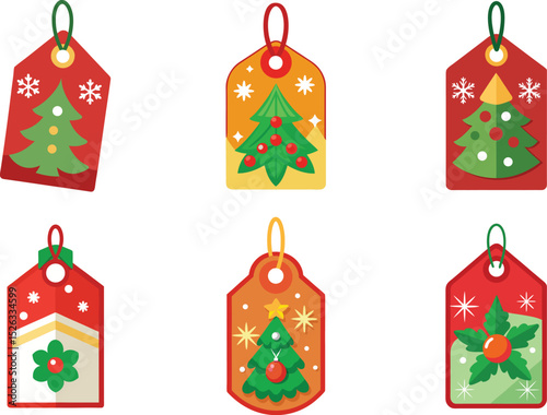Festive Christmas Gift Tags Design Pack Perfect for Holiday Branding Projects and Scalable Logos