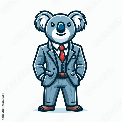 Business Koala: A charming illustration of a koala bear dressed in a stylish business suit, exuding professionalism and charisma.  A unique and memorable image for various business applications.