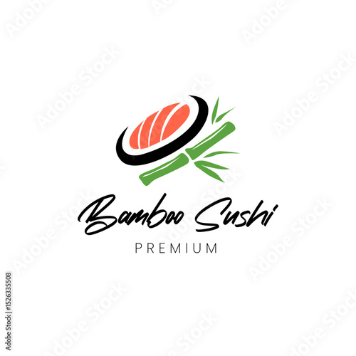 Creative bamboo sushi logo design for Asian food