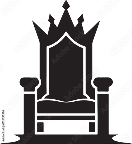 throne king chair silhouette, black and white silhouette, vector and illustration