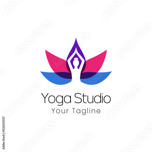 Abstract and minimalist yoga pose logo template