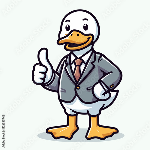 Duck in a Suit: A charming cartoon duck, impeccably dressed in a business suit, offers a thumbs-up gesture, embodying professionalism and approval.