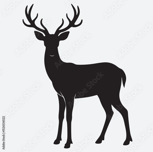deer silhouette vector art illustration, deer silhouette vector